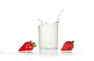 Close-up of strawberry against white background