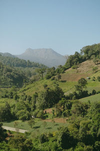 Scenic view of mountains against clear sky