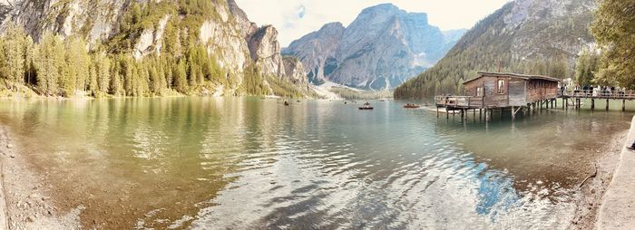 Scenic view of lake and mountains