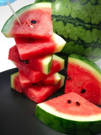 Close-up of fruit in plate