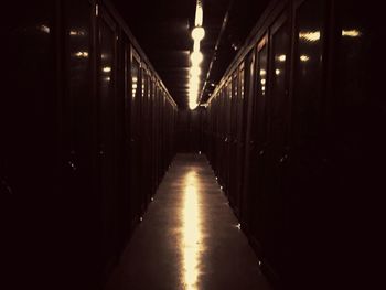 Illuminated corridor of building