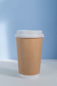 Close-up of coffee cup on table