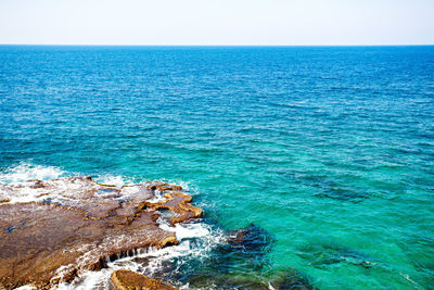 Scenic view of sea against clear sky