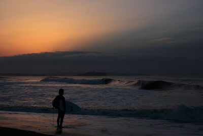 Scenic view of sea at sunset