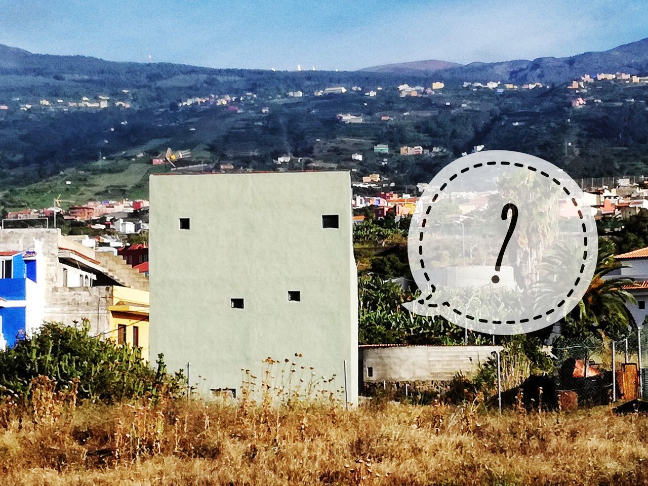 mountain, architecture, built structure, building exterior, day, no people, outdoors, tree, sky, nature, grass, cityscape