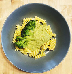 High angle view of pasta in plate