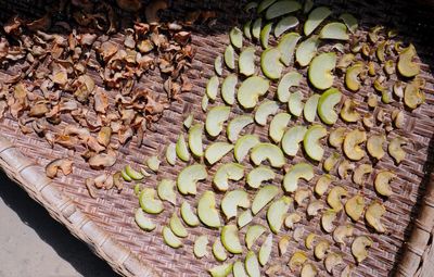 High angle view of fruits for sale in market