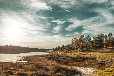 Scenic view of land against sky