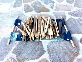 High angle view of wood