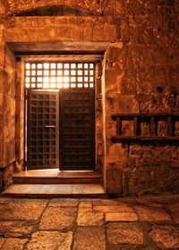 Open door of building