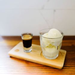 Close-up of ice cream on table