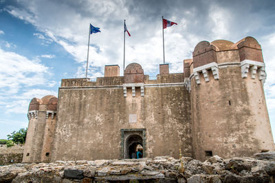 Low angle view of historical building against sky