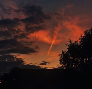 Low angle view of silhouette trees against sky during sunset