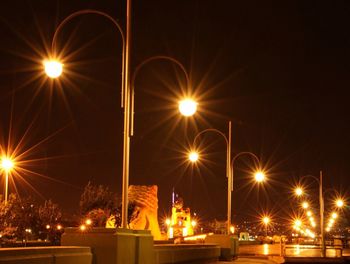 Low angle view of illuminated street light