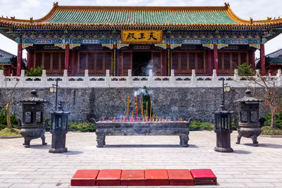 Facade of temple outside building