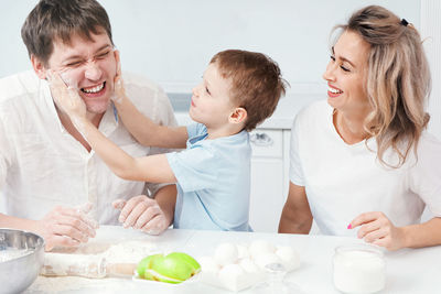 Smiling family in party