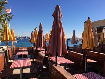 Panoramic view of beach against clear sky