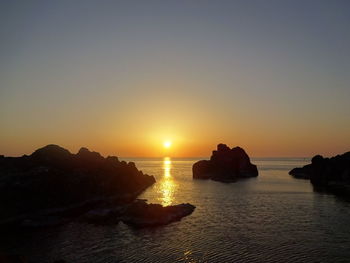 Scenic view of sea against sky during sunset
