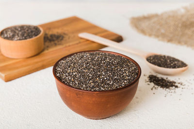 Close-up of roasted coffee beans on table