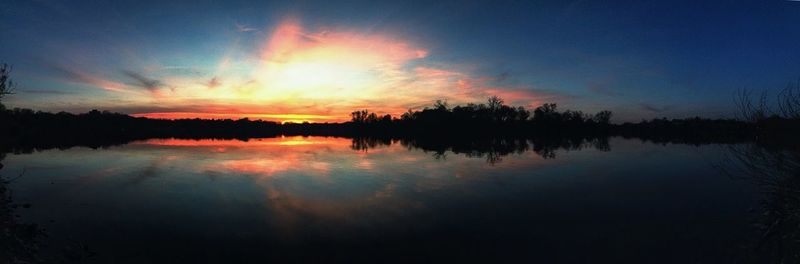 Reflection of trees in calm lake