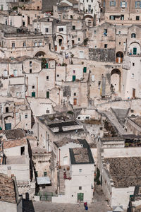 Matera, italy. high angle view of buildings in town