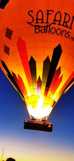 Low angle view of hot air balloon against sky