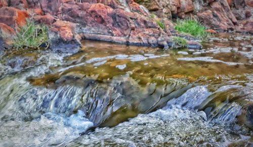 Water flowing through rocks