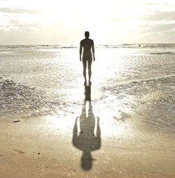 Rear view of man standing on beach