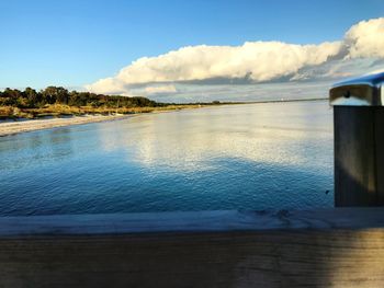 Scenic view of sea against blue sky