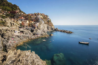 Scenic view of sea against clear sky