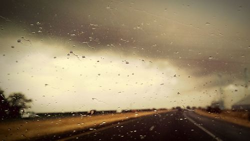 Rain drops on road