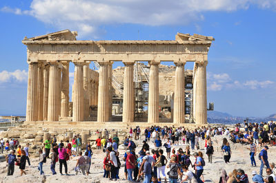 Group of people in front of building