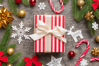 Christmas decorations on table