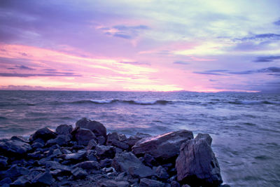 Scenic view of sea against sky during sunset