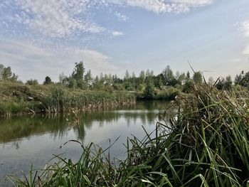 Scenic view of lake against sky