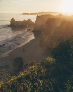 Scenic view of sea against sky during sunset