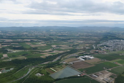 High angle view of townscape against sky