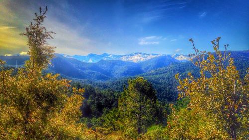 Scenic view of mountains against sky
