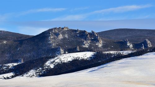 Scenic view of snowcapped mountain against sky