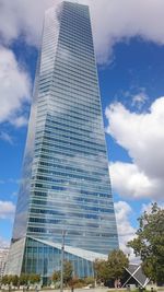 Low angle view of modern buildings against sky