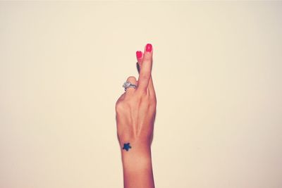 Woman looking at white background