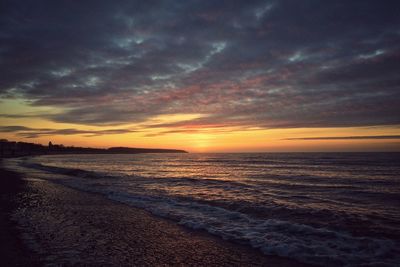 Scenic view of beach during sunset