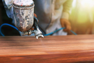 Close-up of working on table