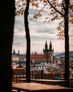 View of buildings against cloudy sky