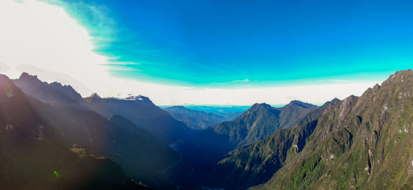 Panoramic view of mountains against sky