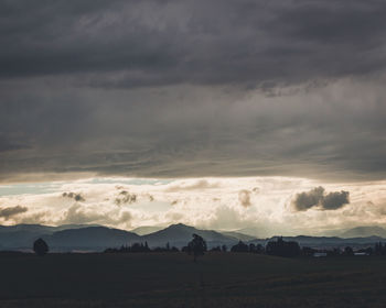 Scenic view of landscape against sky during sunset