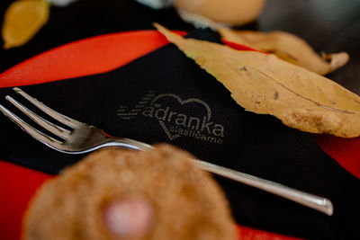 High angle view of food on table