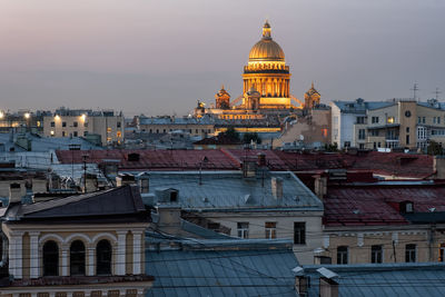 View of buildings in city against sky