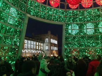 Illuminated christmas lights at night