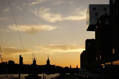 View of buildings at sunset